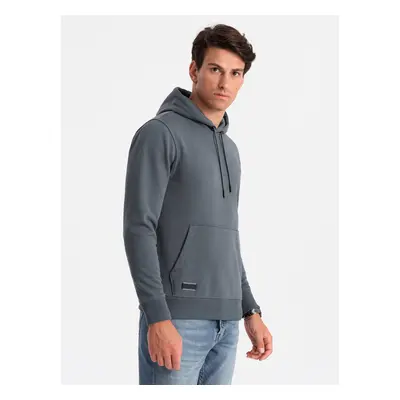 Ombre BASIC men's cotton kangaroo hooded sweatshirt - graphite