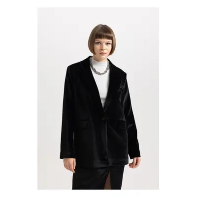 DEFACTO Oversize Fit Velvet Blazer Jacket