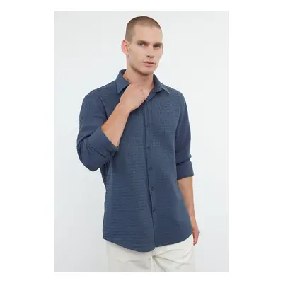 Trendyol Anthracite Waffle Textured Cotton Regular Fit Shirt