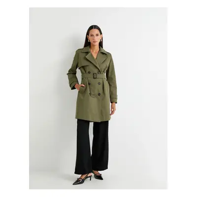 Koton Trench Coat Double Breasted Buttoned Pocket Windbreaker Detailed