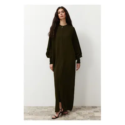 Trendyol Khaki Wide Fit Bat Sleeve Woven Cap & Ferace & Abaya