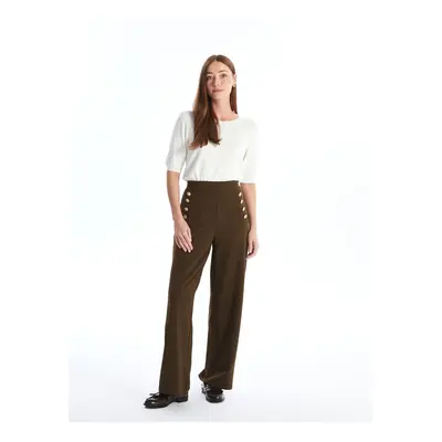 LC Waikiki Straight Wide Leg Women's Trousers with Elastic Waist