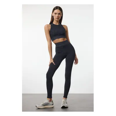 Trendyol Dark Navy Washed Seamless Full Length Knitted Sports Leggings