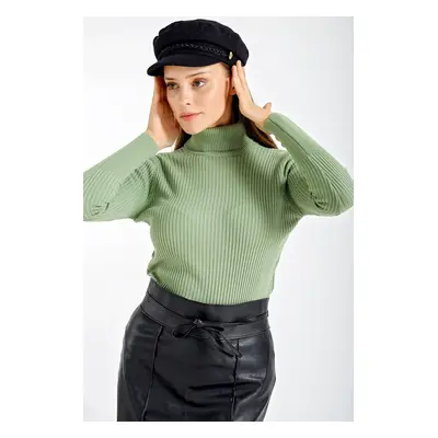 Bigdart Women's Green Turtleneck Knitwear Sweater