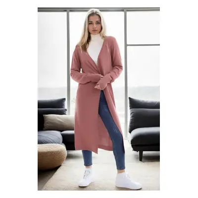 95822 Dewberry Long Knitwear Women Cardigan-DRIED ROSE