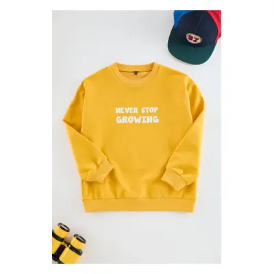 Trendyol Yellow Boy Slogan Printed Knitted Sweatshirt