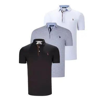 TRIPLE SET T8582 DEWBERRY MENS T-SHIRT-BLACK-WHITE-GREY