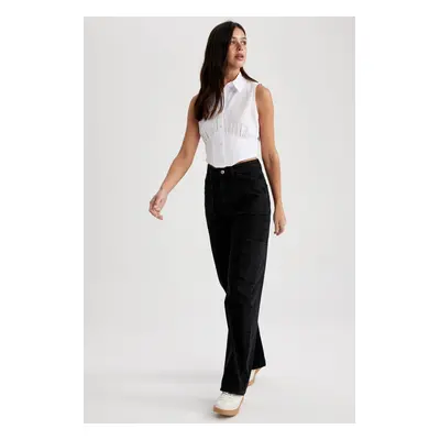 DEFACTO Wide Leg Cargo High Waist Long Jean Pants