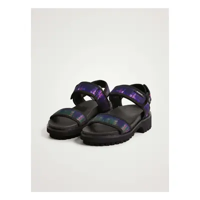 Fialovo-černé dámské sandály Desigual Track Sandal - Dámské