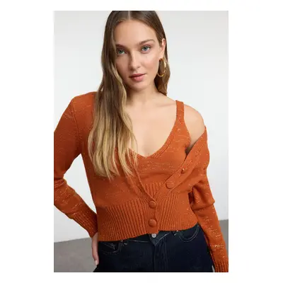 Trendyol Tile Crop Blouse-Cardigan Set Knitwear Cardigan