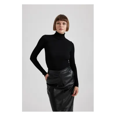 DEFACTO Fitted Turtleneck Ribbed Sweater