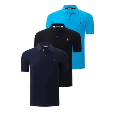 TRIPLE SET T8561 DEWBERRY MEN'S T-SHIRT-BLACK-NAVY-BLUE