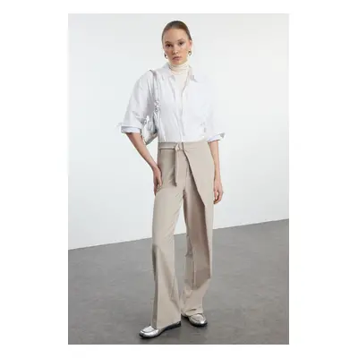 Trendyol Mink Cross Closure Detail Wide Leg/Wide Leg Woven Fabric Trousers