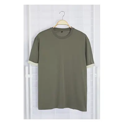 Trendyol Anthracite Oversize/Wide Cut More Sustainable Embroidered 100% Organic Cotton T-shirt