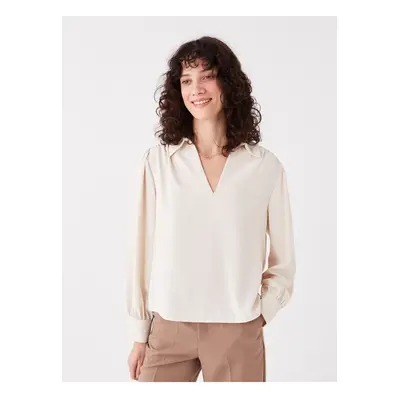 LC Waikiki Shirt Collar Plain Long Sleeve Women's Blouse