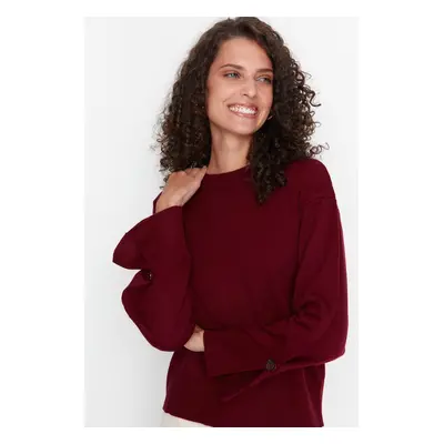 Trendyol Burgundy Sleeve Detailed Knitwear Sweater