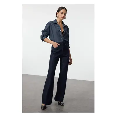 Trendyol Dark Blue Premium High Waist Wide Leg Jeans