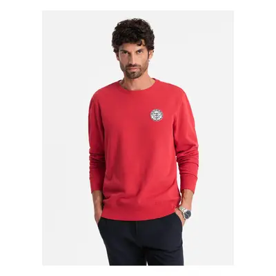 Ombre Men's non-stretch sweatshirt with college style patch - red