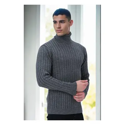 19295 Dewberry Turtleneck Mens Sweater-DARK GREY