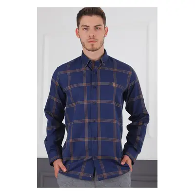 G656 DEWBERRY MEN'S SHIRT-NAVY-BROWN