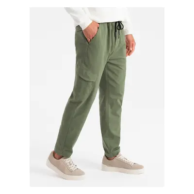 Ombre Men's knit joggers with cargo pockets - olive