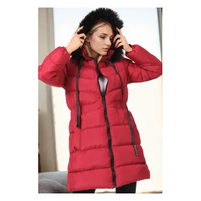 Z6764 DEWBERRY WOMEN'S COAT-BURGUNDY-1