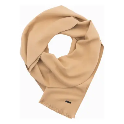 Ombre Men's monochrome scarf with tassels - light brown