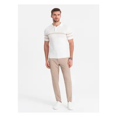 Ombre Men's classic cut pants in fine check - sand