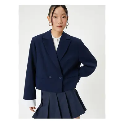 Koton Short Blazer Jacket Double Breasted Buttoned