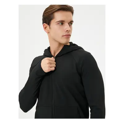 Koton Sports Sweat Hooded Zippered Inside Raised Pocket Detail