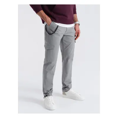 Ombre Men's pants with cargo pockets and leg hem - grey