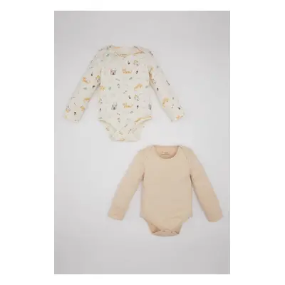 DEFACTO Baby Girl Newborn Envelope Collar Patterned 2-Piece Long Sleeve Snap Body