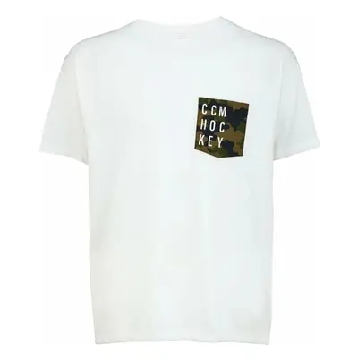 Pánské tričko CCM CAMO POCKET S/S TEE White Senior