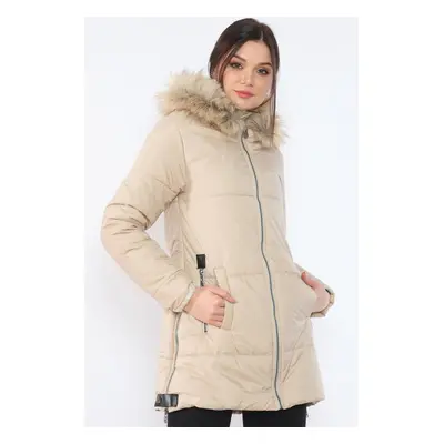 Z6668 DEWBERRY WOMEN'S COAT-BEIGE