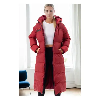 Z6756 DEWBERRY LADIES' INFLATABLE COAT-BURGUNDY-1