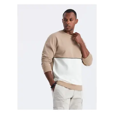 Ombre Men's OVERSIZE sweatshirt with contrasting color combination - beige