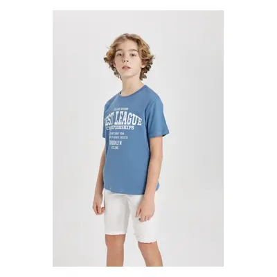 DEFACTO Boy's Crew Neck Printed Short Sleeve T-Shirt