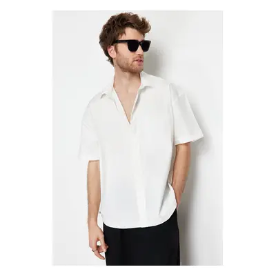 Trendyol White Oversize Fit Shirt with Hem Stopper Accessory