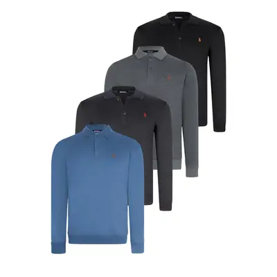 SET OF FOUR V4007 DEWBERRY MEN'S SWEATSHIRT-BLACK-NAVY-ANTHRACITE-INDIGO