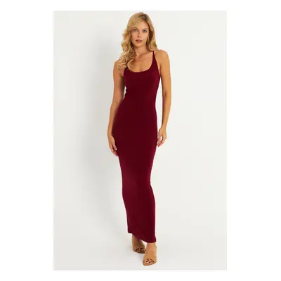 Cool & Sexy Women's Burgundy Adjustable Strap Maxi Dress