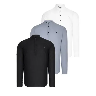 TRIPLE SET G783 DEWBERRY JUDGE COLLAR SHIRT-BLACK-WHITE-GREY