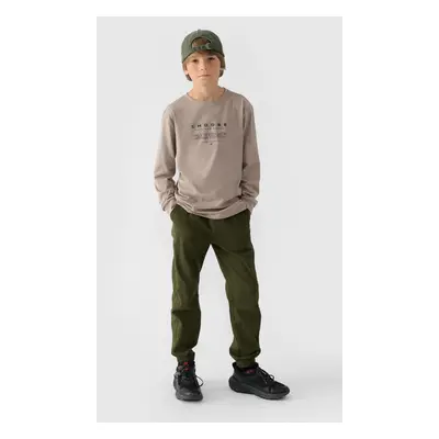 Chlapecké Kalhoty Jogger Casual Hladké 4F Khaki 4FJWMM00TTR