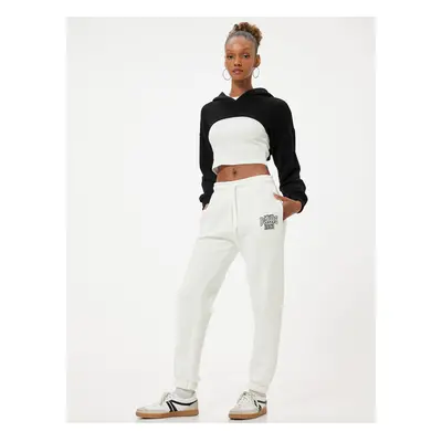 Koton Jogger Sweatpants with Lace Waist College Embroidery Pocket Comfortable Fit