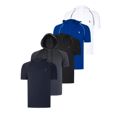 FIVE SET T8570 DEWBERRY HOODIE MEN'S T-SHIRT-BLACK-WHITE-NAVY BLUE-ANTHRACITE-SAKS