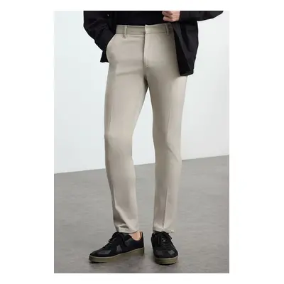 Trendyol Stone Hidden Closure Slim Fit Italian Cut Fabric Trousers