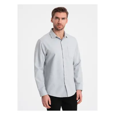 Ombre Men's shirt with pocket REGULAR FIT - light grey melange