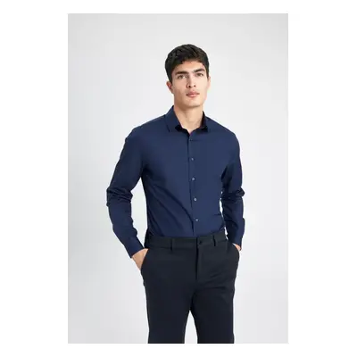 DEFACTO Slim Fit Italian Collar Non Iron Ironing Free Long Sleeve Shirt