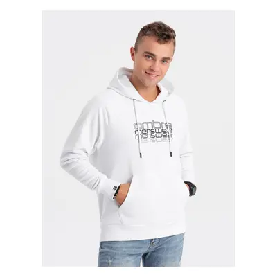 Ombre Men's unlined hooded sweatshirt with print - white