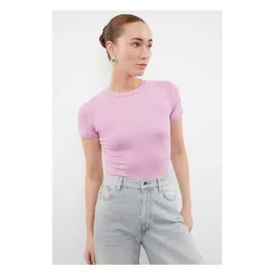 Trendyol Pink Viscose/Soft Fabric Fitted Stretchy Knitted Blouse