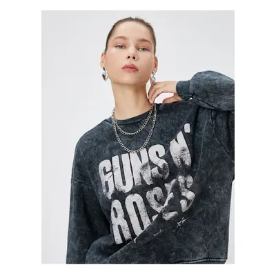 Koton Guns N' Roses Sweatshirt Licensed Raised Washed Back Printed